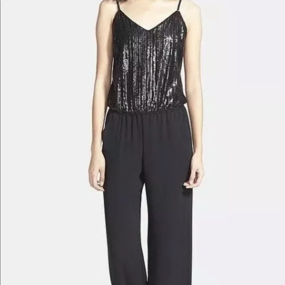 ❤️ Ella Moss Black Sequin Wide Leg Jumpsuit XS/S - Picture 4 of 8